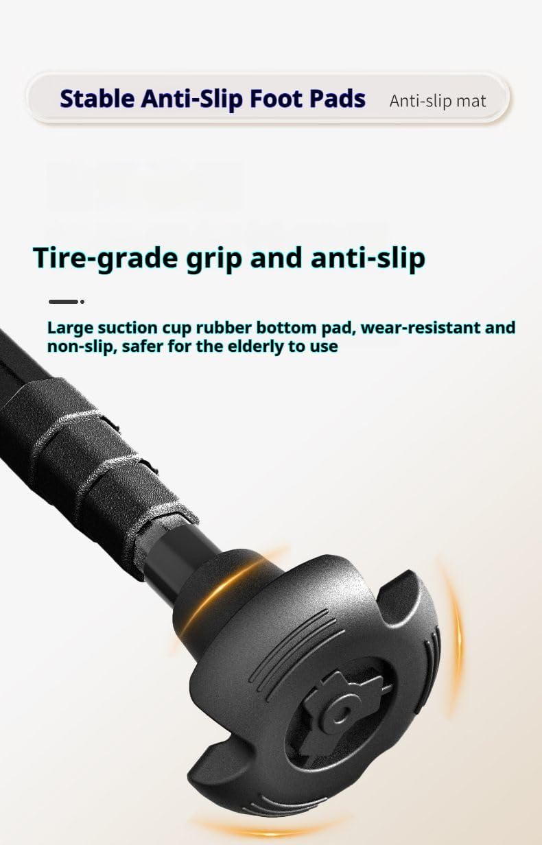 2-in-1 Rotating Handle Folding Cane - Lightweight Adjustable Walking Stick for Men & Women, Anti-Slip Collapsible Cane for Elderly Stability & Outdoor Hiking, 78-93cm
