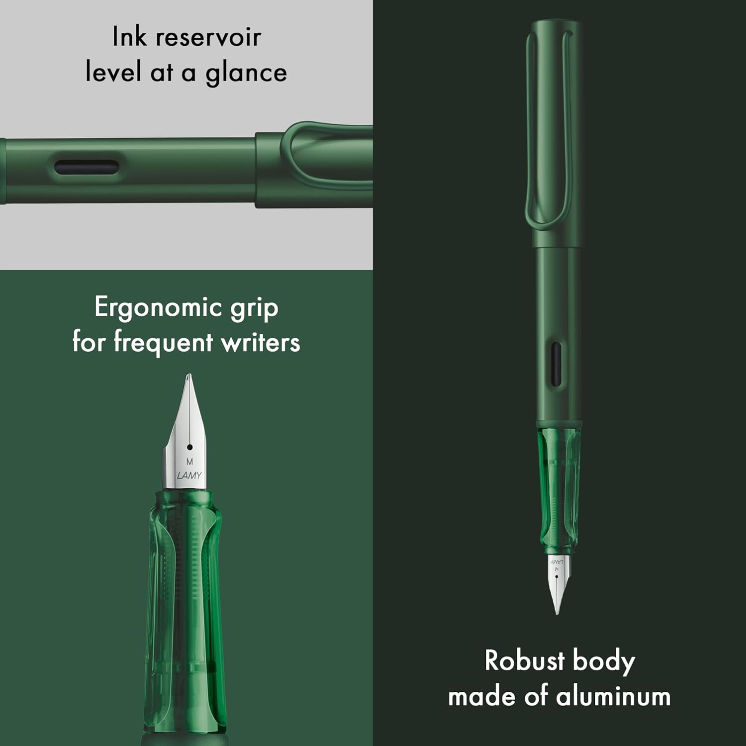 LAMY AL-star pine - Fountain Pen with ergonomic grip & polished steel nib in size M - lightweight aluminum body - including LAMY T 10 blue cartridge - Right-Handed