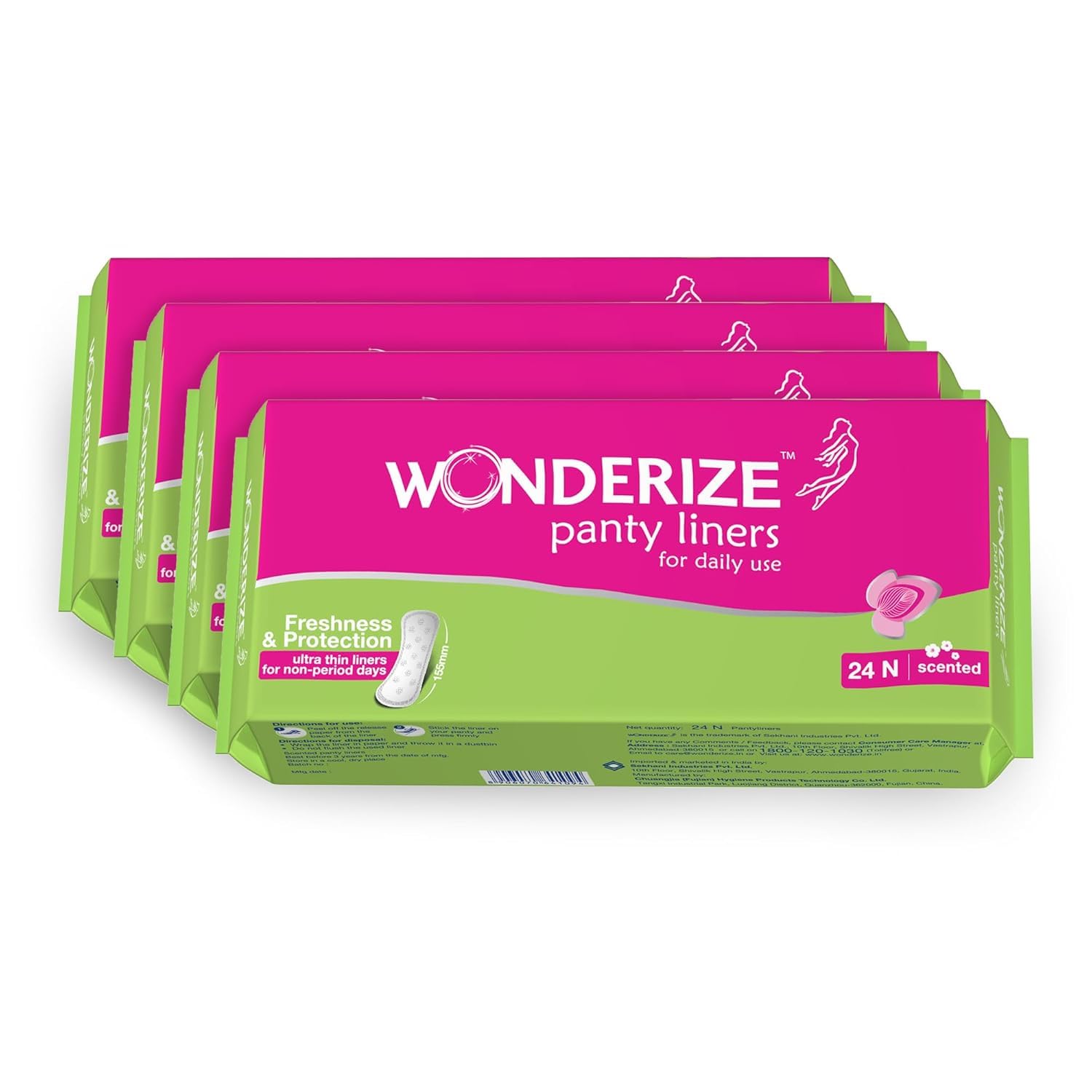 Wonderize Panty Liners For Women - 24 liners Ultra-thin for daily use Super soft cotton cover Odour control system (Pack of 4 (96 Count)) (B0D8J7B7J8) Amazon Price History, Amazon Price Tracker