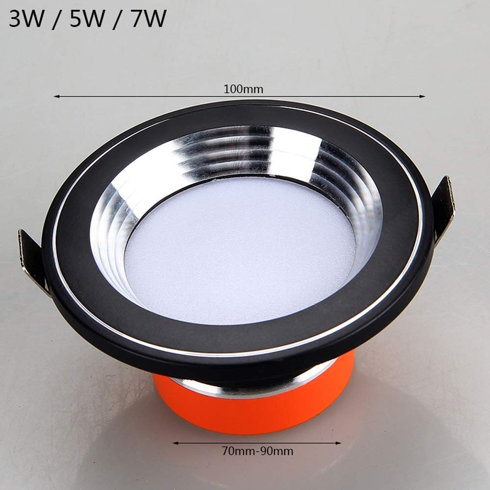 Foco empotrable LED de Aluminio, Foco empotrable con Rejilla para Techo, Foco Negro Brillante (Color: luz cálida de 3000 K, tamaño: 5 W) (luz Blanca de 6000 K, 5 W)