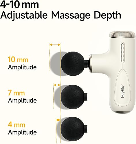 Miniatura 3 de Pistola de masaje súper mini de tejido profundo, pistola masajeadora con amplitud de 4-10mm y 4 cabezales, masajeador portátil de mano silencioso