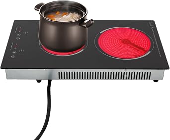 Electric Ceramic Cooktop with Timer,3 Burners Built-in Radiant Electric Stove Top with Child Safety Lock,24 Inch Electric Cooktop with Sensor Touch Control 2 Burners