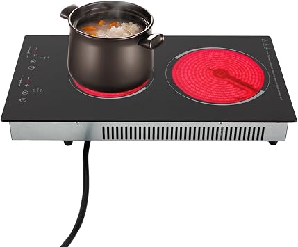 2 Burner Electric Stove - 20 Inch Portable Cooktop with LED Display, Child Safety Lock and Timer, 1500W 9 Power Level Ceramic Cooktop