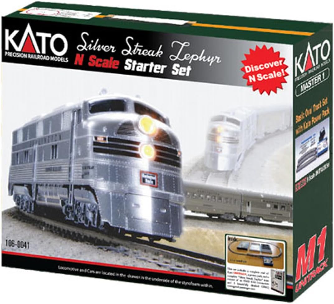 USA Model Train Products N CB&Q Streak Zephyr UNITRACK Starter Set, Silver