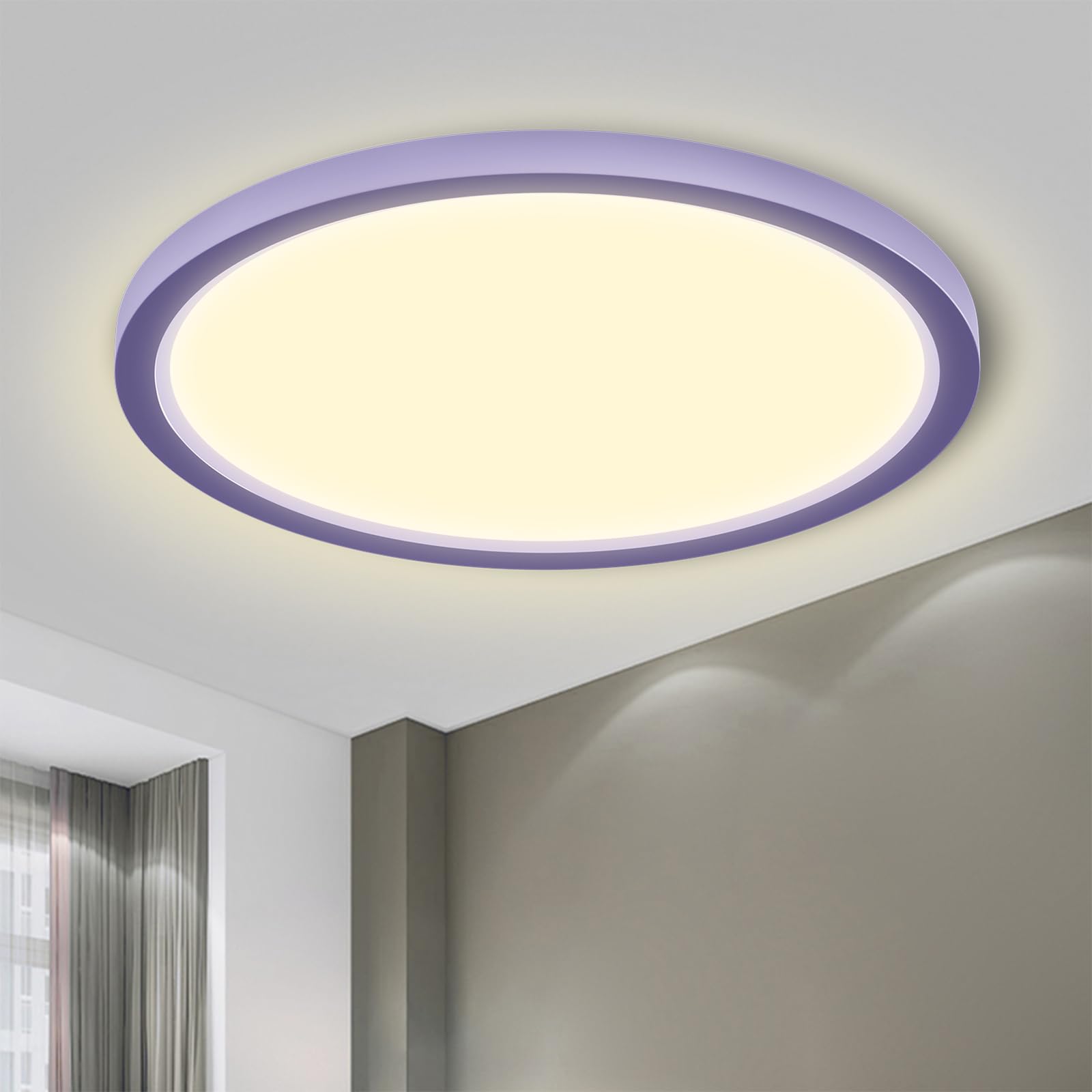 LQWELL® Plafoniera Lampada da soffitto a LED, Lampada da bagno impermeabile IP44 Rotonda Piatta 18W 3000K 1600LM Sottile per Soggiorno Bagno Camera da letto Cucina Seminterrato Ufficio, 220 * 24mm