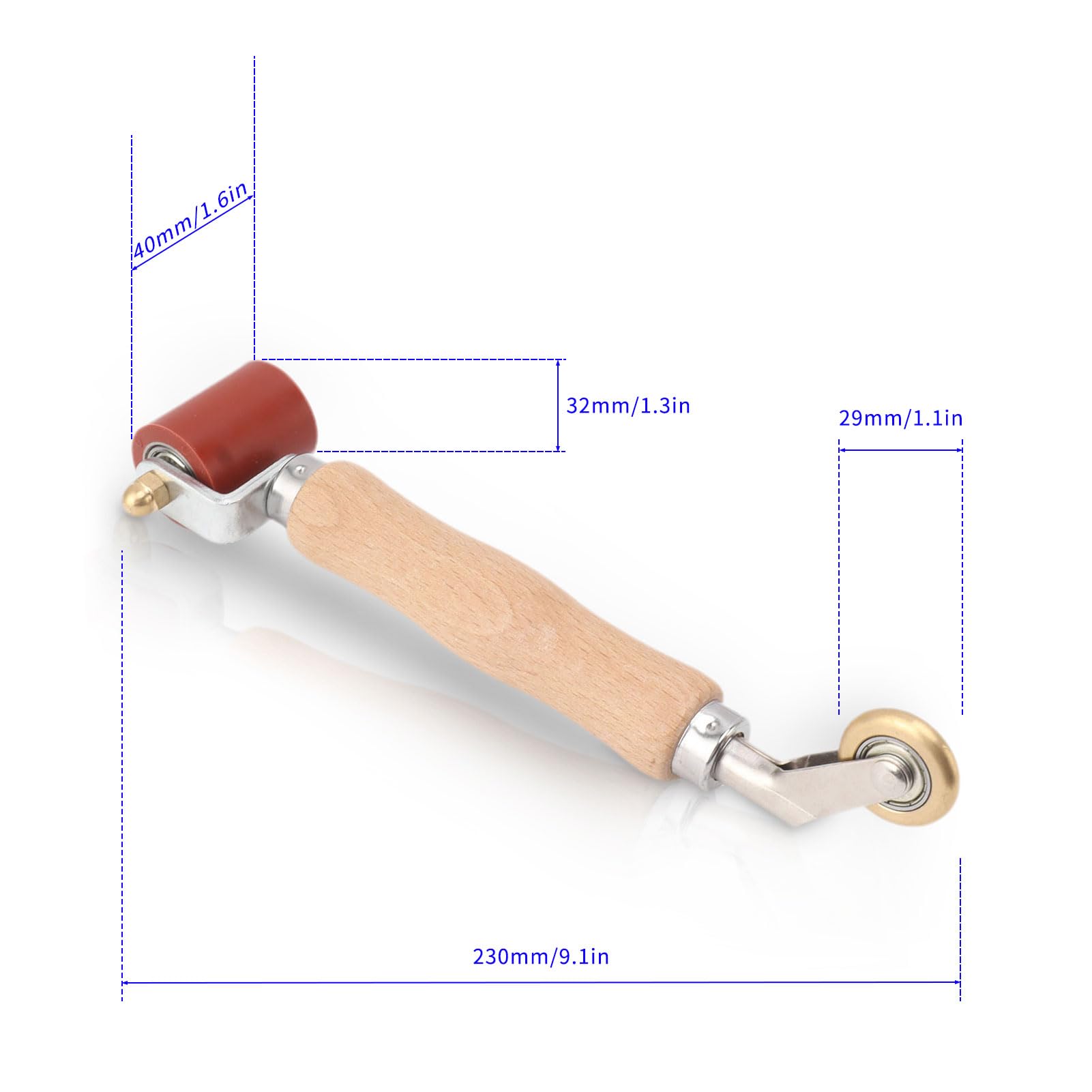 Silicone Seam Roller, 40mm Hand Pressure Double-end Silicone Seam Brass Detail Roller Combo Seam Rollers - Image 3