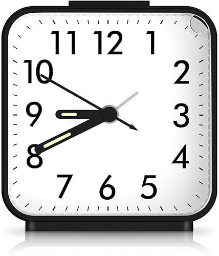 Miniatura 10 de Relojes Despertadores Analógicos, Reloj de Mesa Sin Tictac con Manecilla Luminosa y Pantalla Grande, Reloj Despertador Silencioso a Pilas para