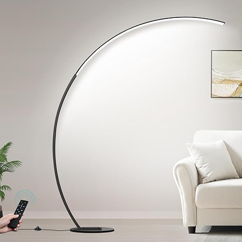 Lámpara de pie LED regulable con 3 temperaturas de color, lámparas de pie de arco ultra brillantes de 2000 lm para sala de estar, lámpara alta de