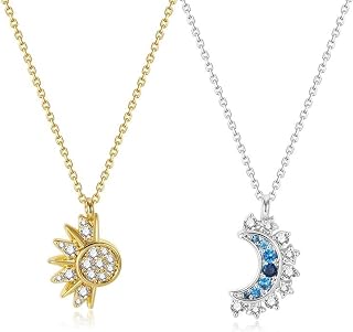2Pcs Best Friend Necklace, Friendship Necklace for Girls, Matching Necklace Set with Sun and Moon Pendant, Stylish Chains ... Price In India
