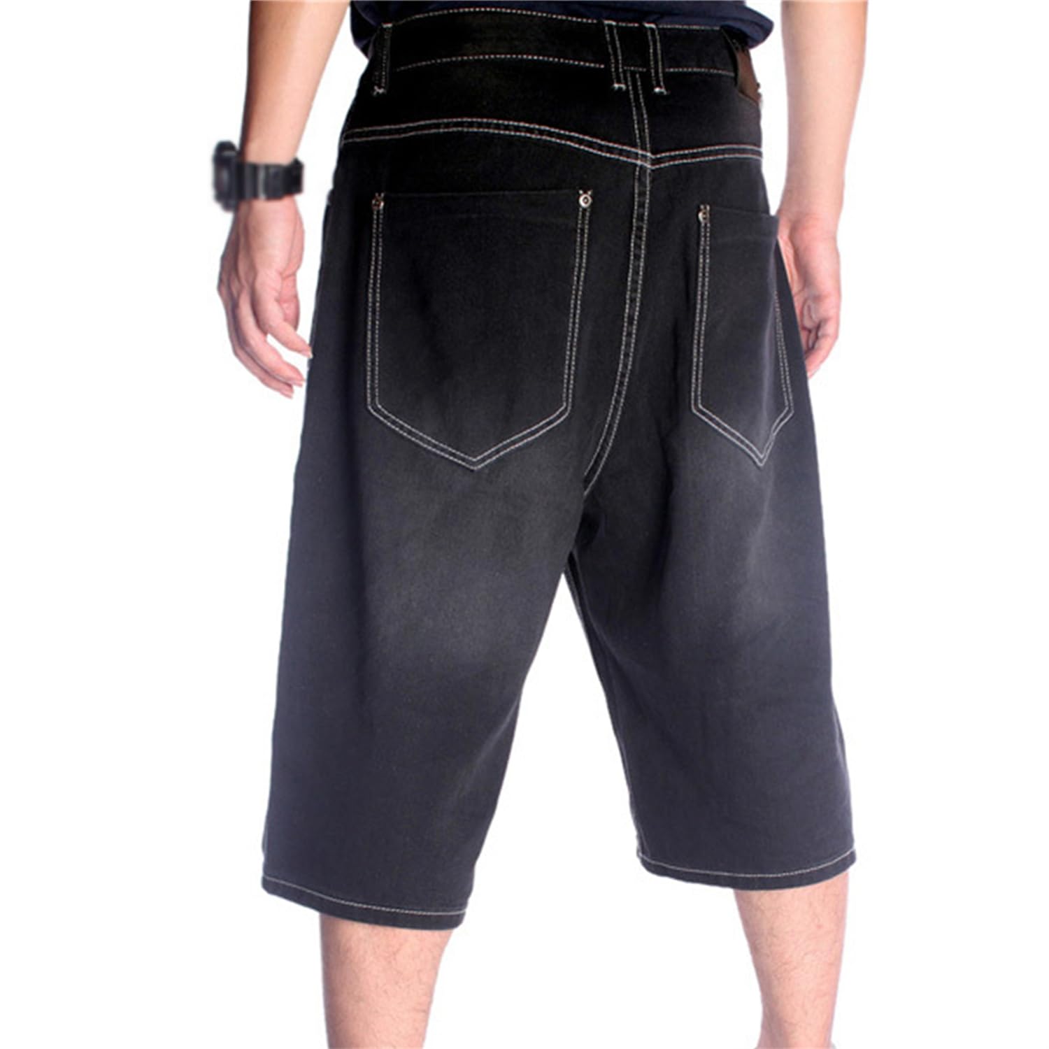 Pantaloncini di Jeans Larghi Uomo Pantaloncini Estivi Y2K Pantaloncini Ricamati Stampa Graffiti Vintage Jeans Hip Hop Pantaloncini Cargo per Ragazzi Adolescenti