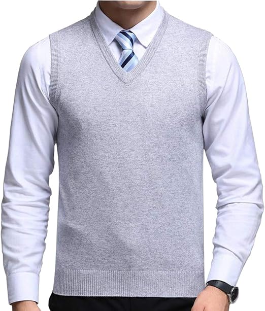 Amazon えみり メンズ ベスト 春秋冬 ノースリーブ ニート アウター 無地 純色 ビジネス Vネック オフィス カジュアル ニットベスト ベスト 通販