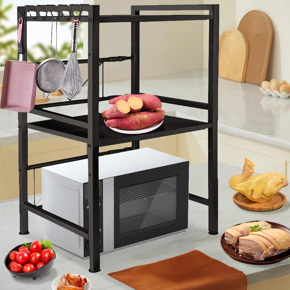 OHMG Étagère de Bureau,Hauteur réglable Etagere de Bureau A Poser,Etagere Rangement en Fer,Support D'affichage Polyvalent,Support pour imprimante (Noir（40/64 * 36.5 * 78cm）)