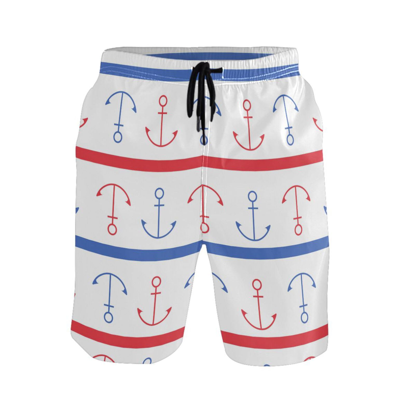 Deportivos Hombres Short Ancla Roja Y Azul Pantalones Cortos Hombre Cortos De Bañoscon Cintura Elástica Shorts De Baños para Running Vacaciones Playa