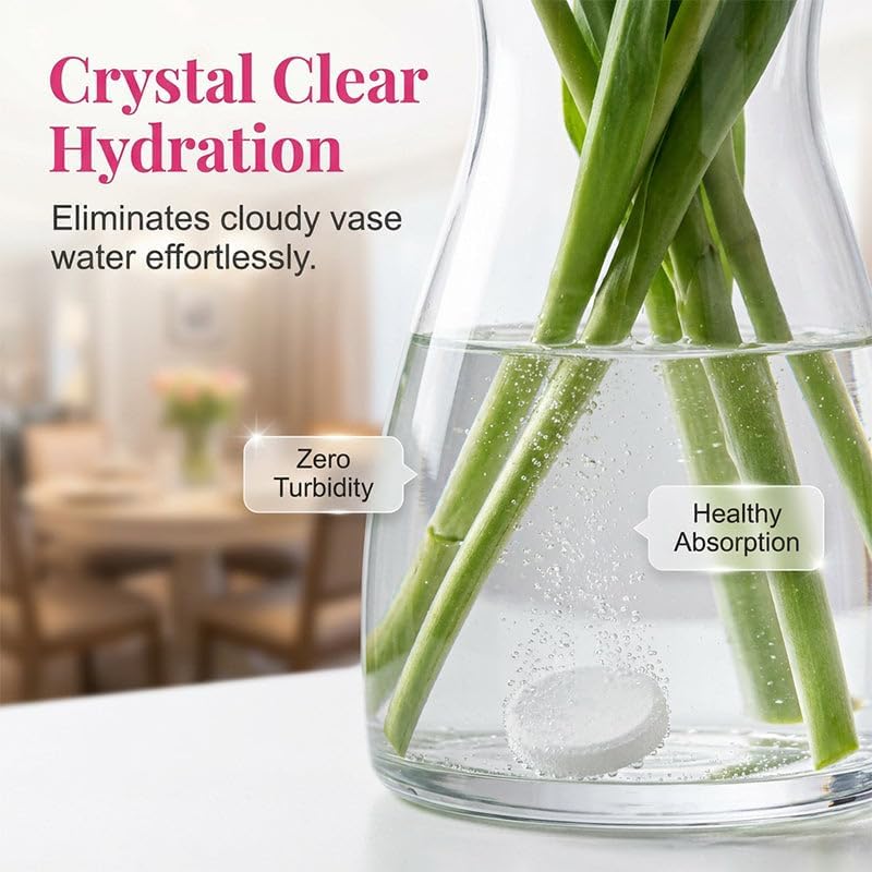 Flower Preservation Water Purifier Tablets One Tablet—Keeps Bouquets Vibrant & Vase Water Crystal-Clear, Fresh Flower Preservation Tablets Purify Water and Extend the Flowering Period