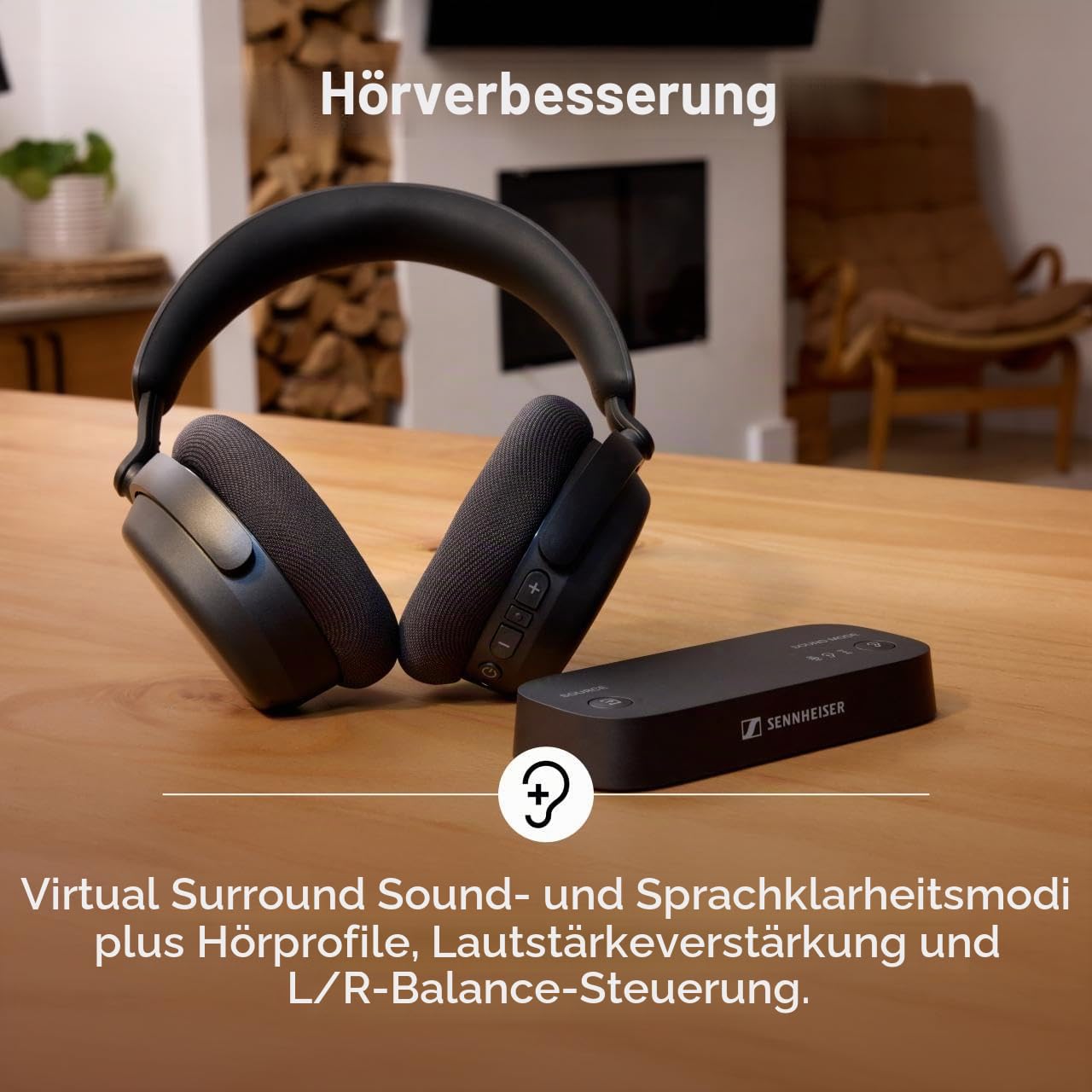 Sennheiser RS 275 TV Kopfhörer - Bluetooth Kopfhörer und Transmitter Bundle - Low Latency Wireless Kopfhörer mit virtuellem Surround Sound, Sprachklarheit und Auracast Technologie - 50h Akku