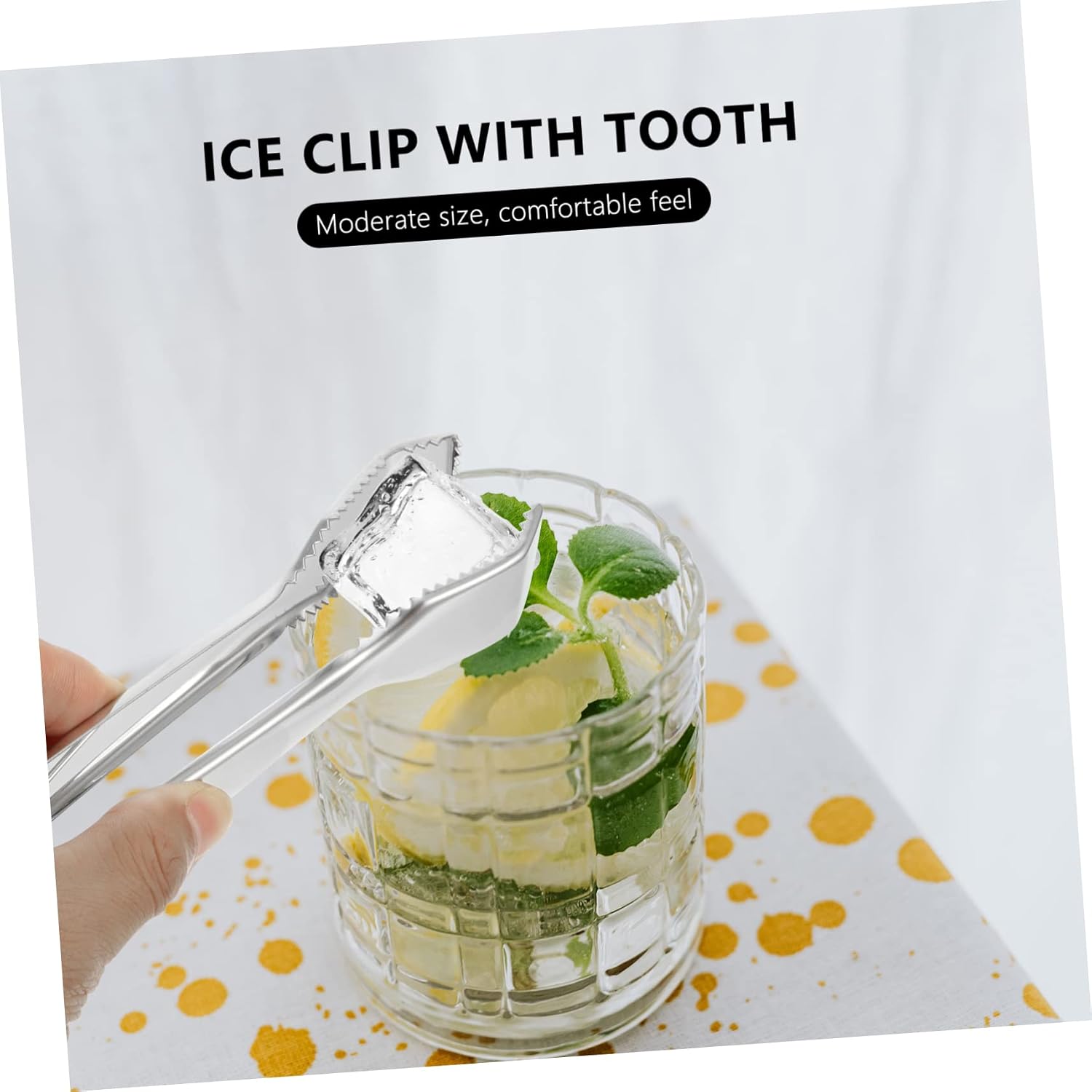 Garneck Stainless Steel Ice Clip with Teeth Multifunctional Food Clamp for Ice Cubes Sugar Cubes and More Lightweight Heat Resistant and Easy to Handle for Bars and Kitchens