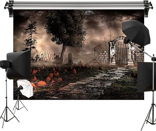 Kate Telón de fondo de tela impresa para computadora de noche de Halloween, 7 x 5 pies, 7.2 x 4.9 ft, accesorios de estudio de fotografía y video