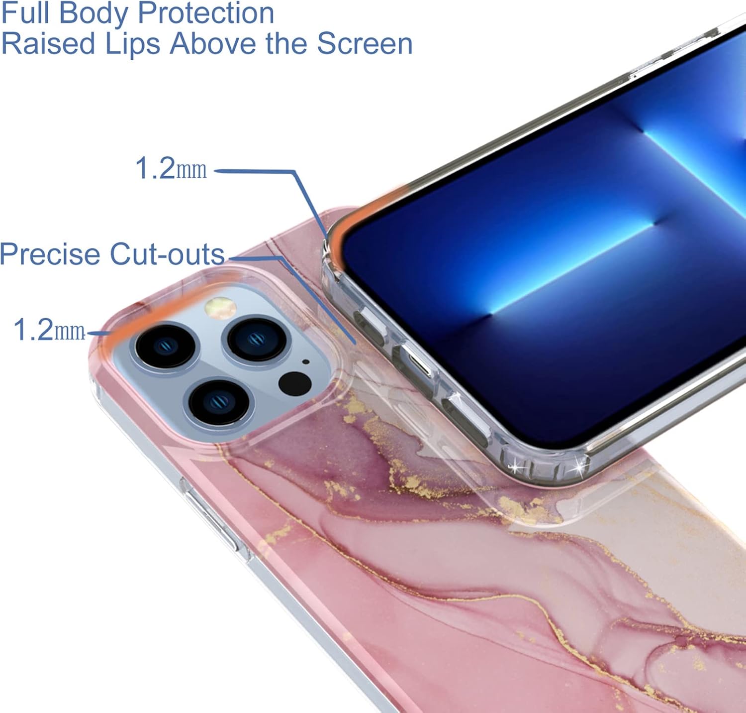 Jasilon [Anti-Yellowing Magnetic Clear Case for iPhone 13 Pro Max Case 6.7[Compatible with MagSafe Charger&Battery][Drop Protection][Shock-Absorbing Corners] Protective Case Bumper Cover (MarblePink)