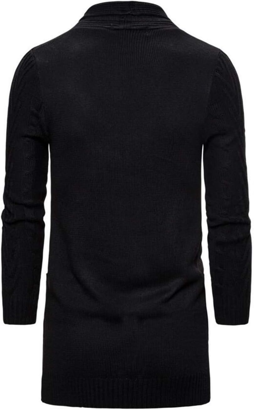 HZCX FASHION Men's Slim Fit Long Sleeve Open Front Cardigan Sweater with Pockets