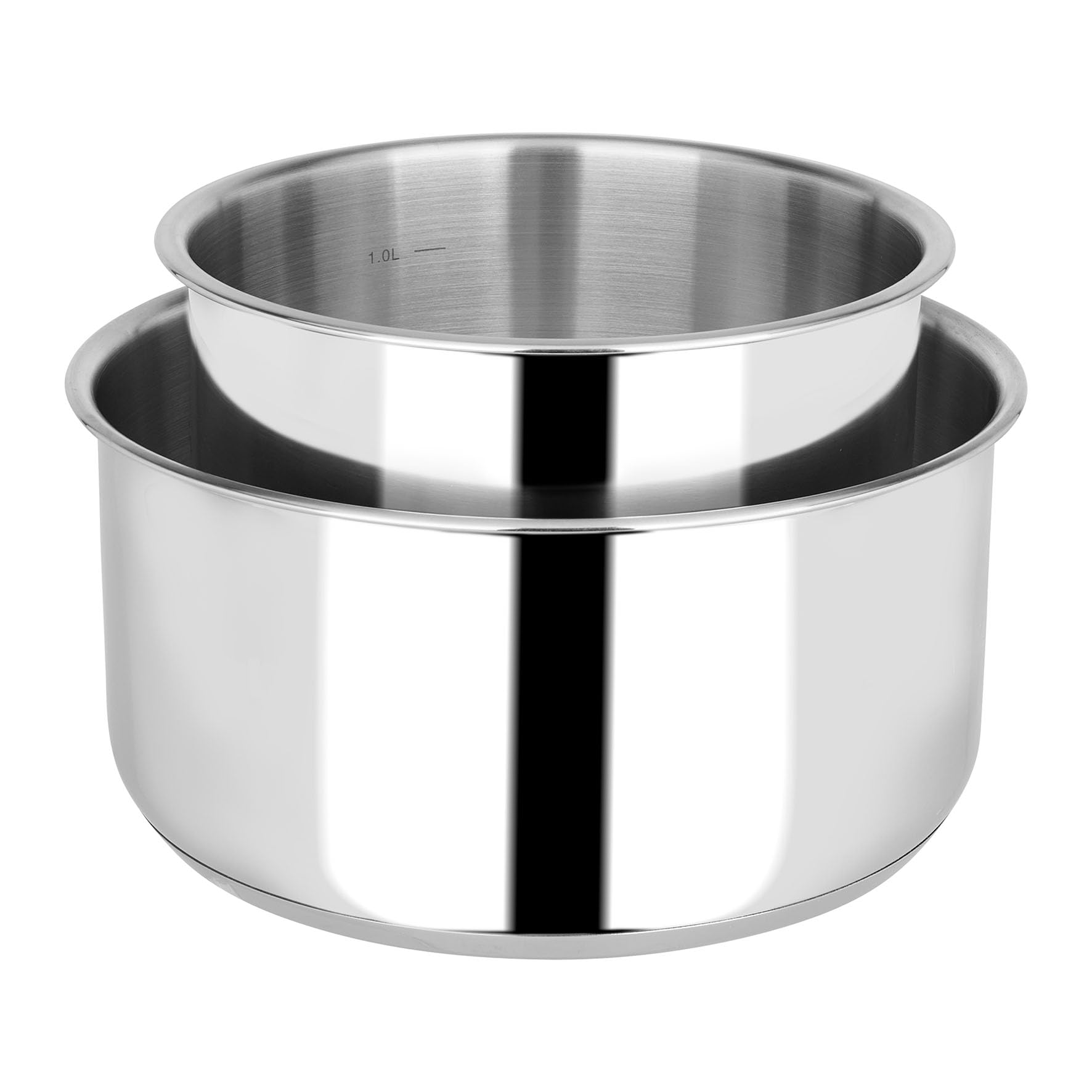 Sitram 715071 Lot de 2 Casseroles Inox Ø 16-20 cm Gamme ARPEGE - Revêtement intérieur anti-adhésif sans PFOA + manche amovible - Tous feux dont induction, Argenté