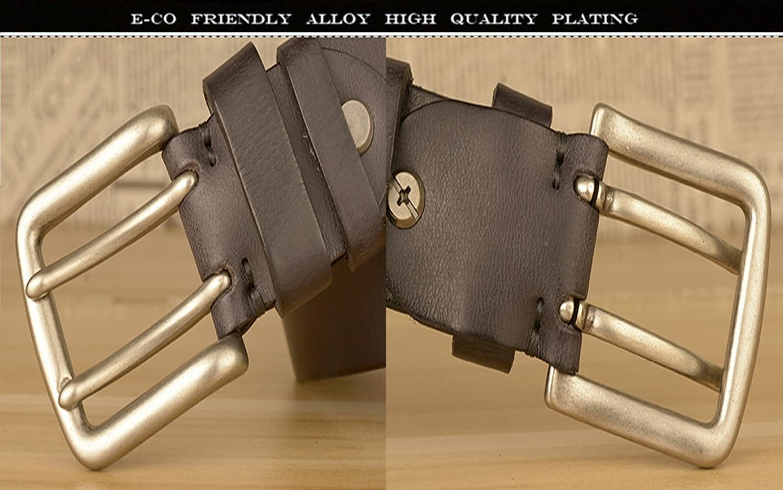 Amazon.com: Men's Leather Double Prong Belt, Anti-Scratch