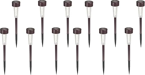 Pure Garden Juego de 6 luces solares con estaca LED para exteriores, para jardines, caminos y patios, bronce (paquete de 2)