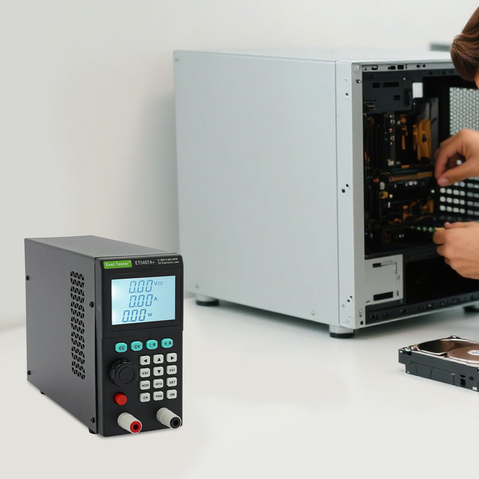 Elektronischer Lasttester ET5407 A+, Programmierbare Elektronische 200W mit CC, CV, CW und CR Lastmodi, Batterie Lasttester DC Tester 1mV/10mV und 1mA/10mA Batterietester