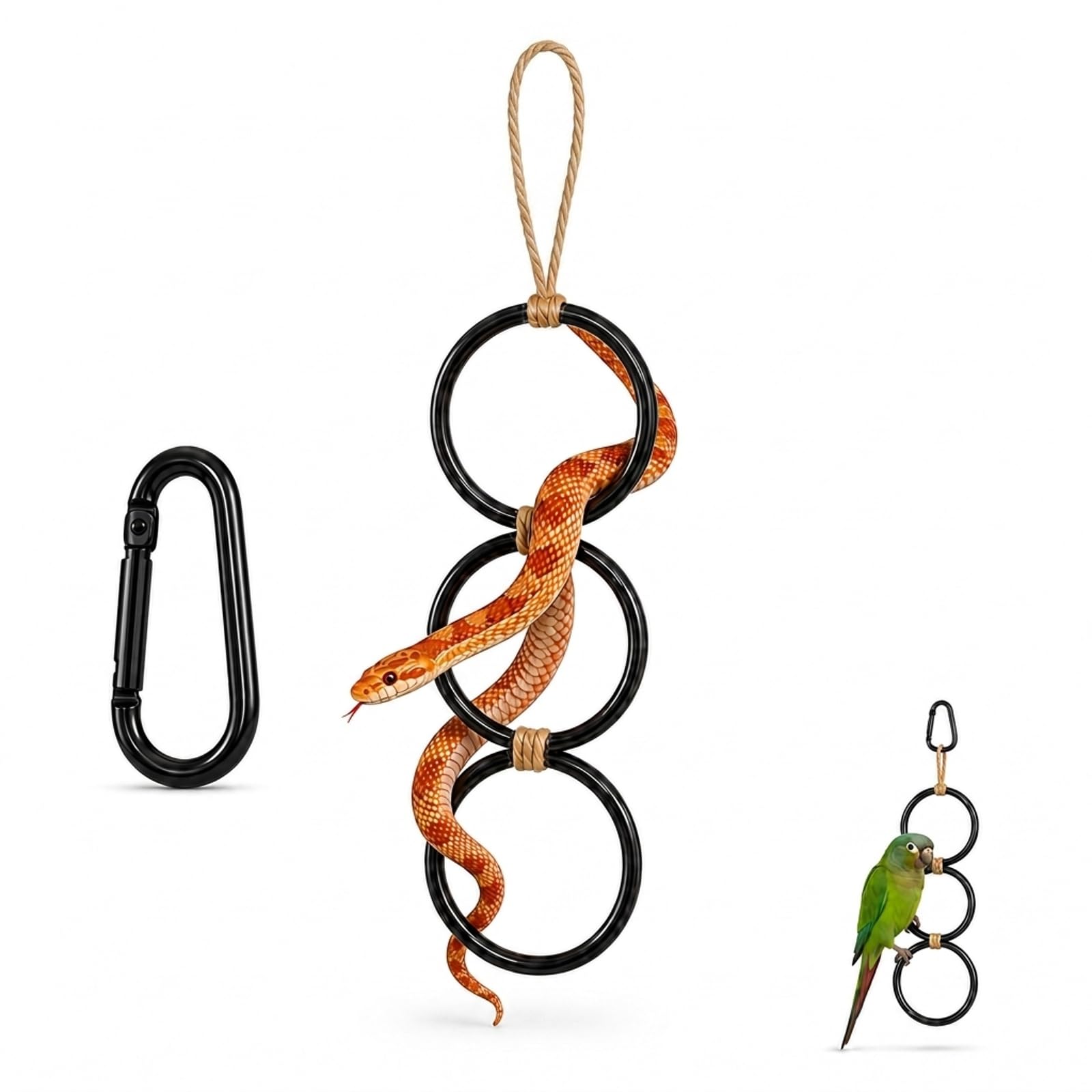 BRIOTA Snake Climbing Rings, Plastic Snake Accessories for Vivarium, Snake Ring with Hanger Corn Snake Enrichment Chain for Tank, Reptile Tank Climbing Rings for Bearded Dragon Lizard