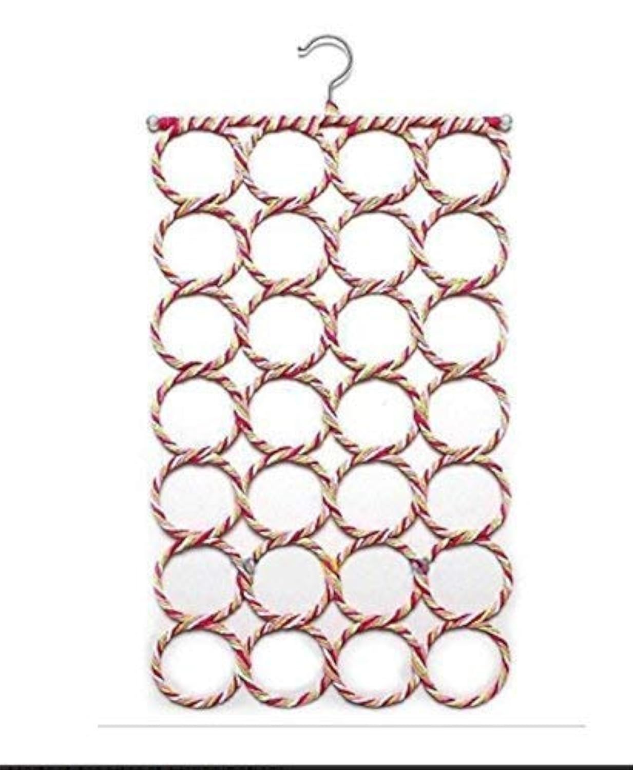 VRCT Metal 28 Ring Round Folding Rope Dupatta Belt Shawl Tie Scarf Hanger Holder Organiser for Wardrobe(1 Pieces, Multicolour)-image-30