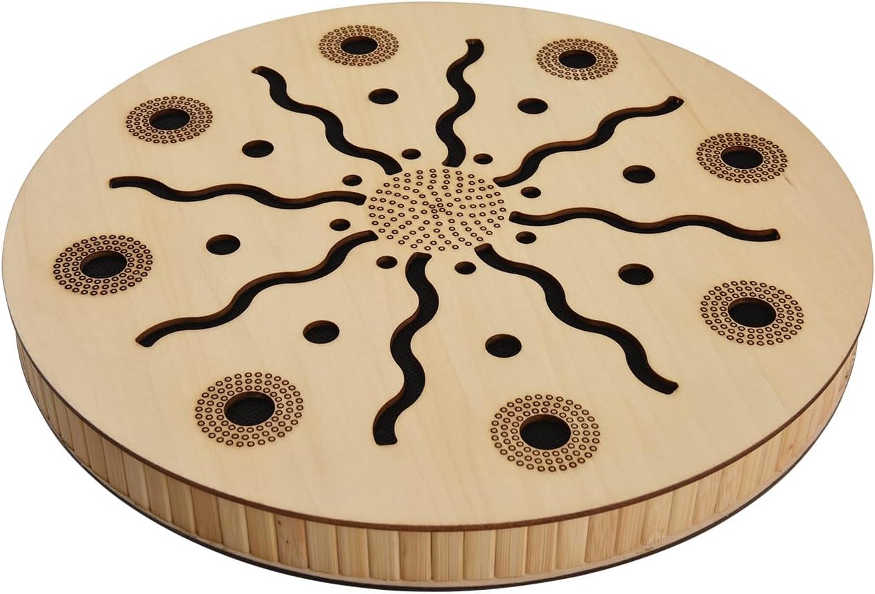12 Inch Ocean Drum Ethnic Percussion Instrument Bamboo Wooden Drum for Home Party Supplies Onomatopoeic Music Portable Hand Drum Instrument Natural Color Sound Therapy Relaxing Water Sound