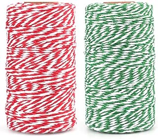 200M Red and Green String Twine, Craft Cotton Thread Durable Twine Perfect for Baking, Butchers, DIY Crafts and Handmade Arts