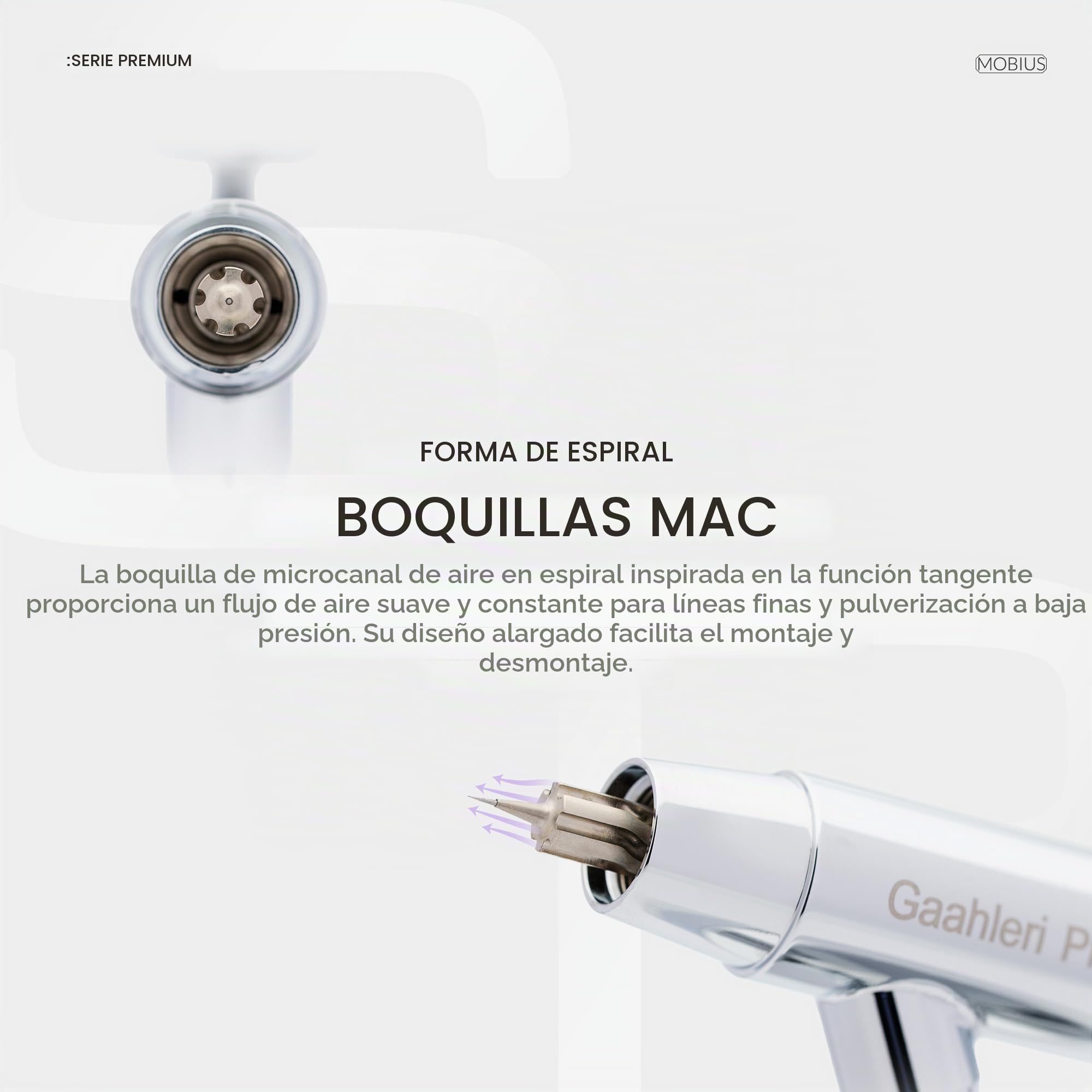 Gaahleri Airbrush Serie Premium Mobius - Sistema aerógrafo de flujo con ventosa