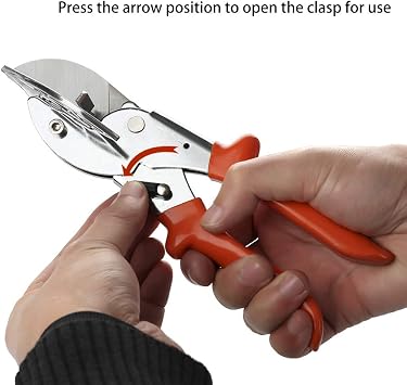 Multi Angle Miter Shear Cutter, Adjustable Angle Scissors Trim Shears Hand Tools for Cutting Soft Wood, Plastic, PVC and Other (Orange)