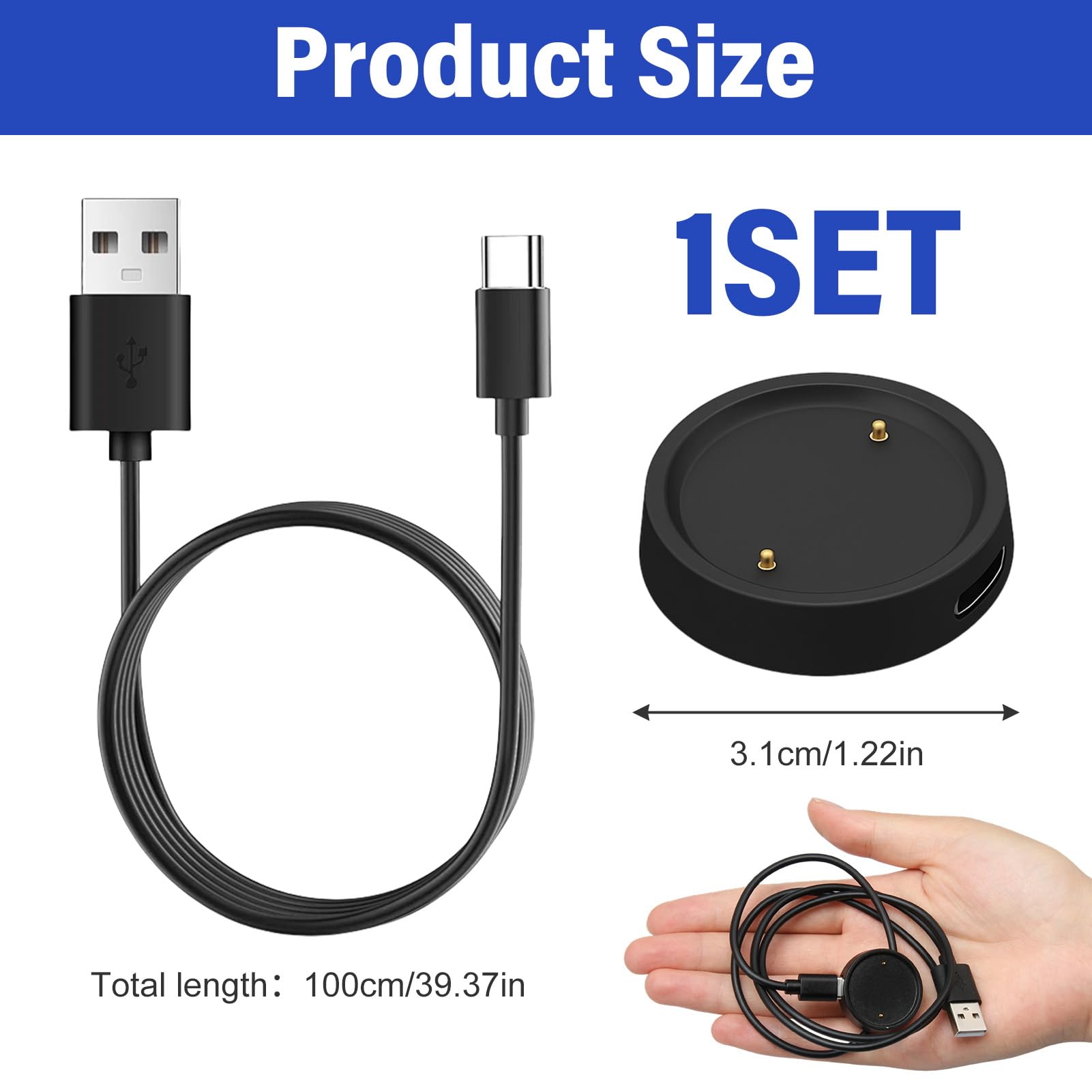 Ermorgen 2 Stuks USB C-oplader Compatibel met Amazfit Active 2 / Amazfit Bip 6 USB-kabel 100 cm Vervangende Oplaadkabel voor Amazfit Active 2 - Zwart Ermorgen 2 Stuks USB C-oplader Compatibel met Amazfit Active 2 / Amazfit Bip 6 USB-kabel 100 cm Vervangende Oplaadkabel voor Amazfit Active 2 - Zwart