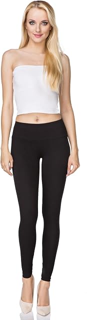 FUTURO FASHION Women's High Waisted Winter Full Length Cotton Leggings Soft Fleece Lined, Plus Sizes Black