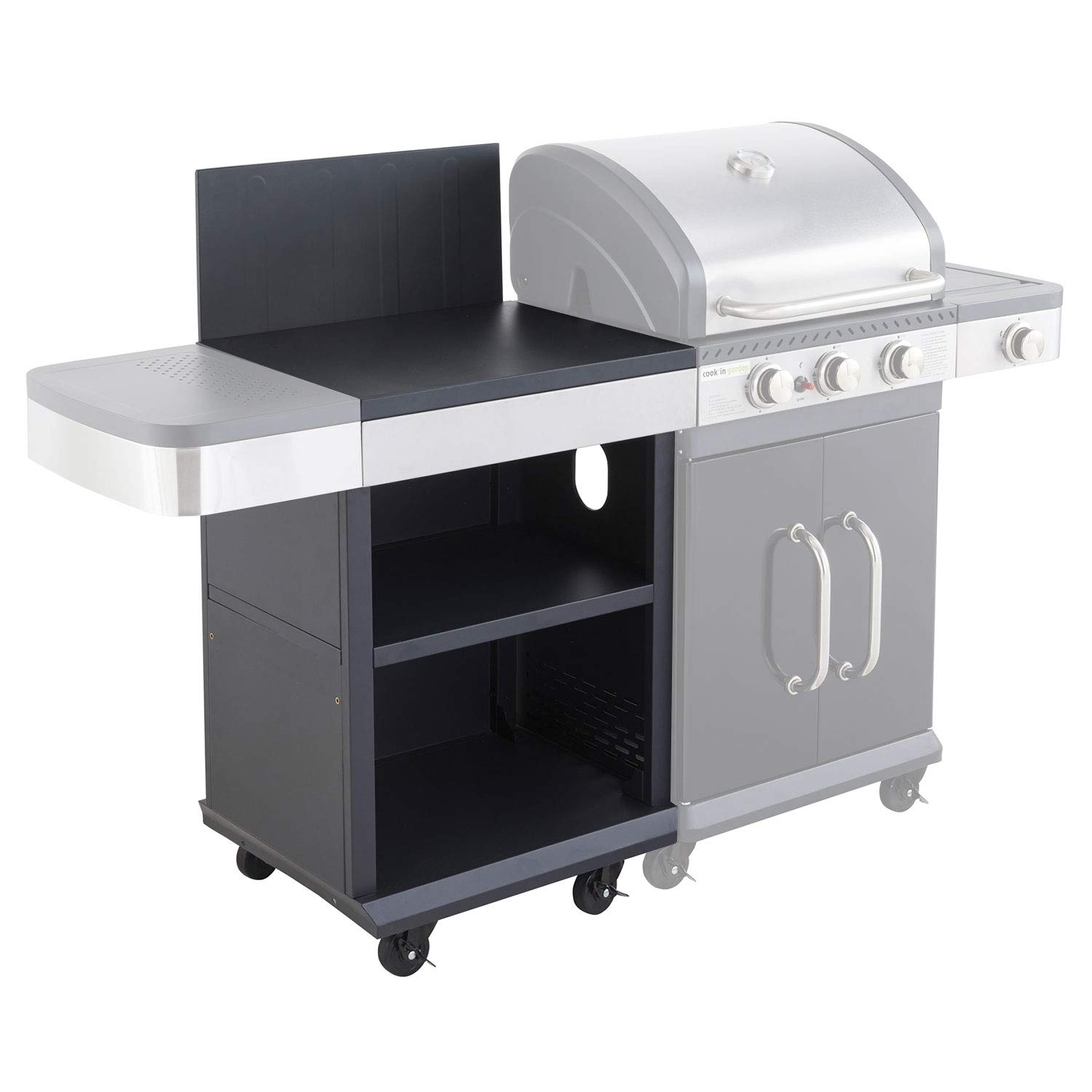 Cook’in Garden FIDGI Carrello Desserte Piano Lavoro Compatibile Barbecue Gas FIDGI 3 4 Mobile su rotelle Nero