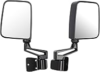 Black Manual Folding Side View Mirror Pair for 1987-2002 Jeep Wrangler YJ TJ Driver Passenger Replacement