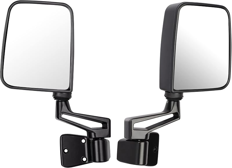 Par de retrovisores externos manuais Tqc-bakalar em ABS preto para Jeep Wrangler e Jeep TJ – 1 par