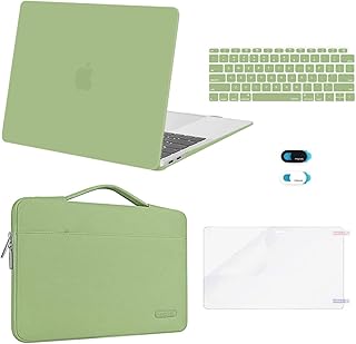 MOSISO Compatible with MacBook Air 13 inch Case 2022 2021 2020 2019 2018 Release A2337 M1 A2179 A1932 Retina Display, Plastic Hard Shell&Bag&Keyboard Skin&Webcam Cover&Screen Protector,Avocado Green