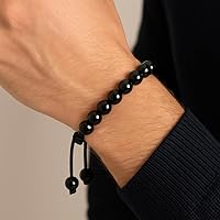 Vista 20 de Adjustable Crystal Bracelet – Gemstone Bead Bracelet with Adjustable Macrame String – Chic Gemstone Bracelet for Men and Women – 8mm Round Healing
