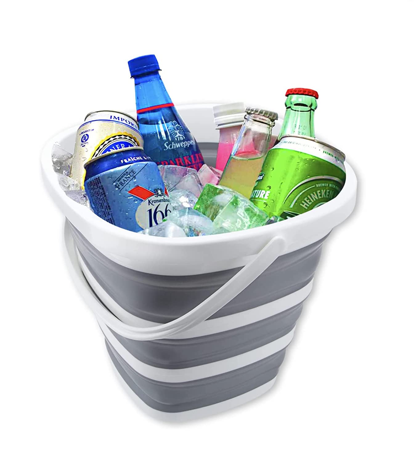 ELECDON Collapsible Bucket with Handle, 2.6 Gallon (10L) Foldable Portable Waterproof Cleaning Bucket, Multipurpose Space Saving Bucket, Car Trash Bucket, Camping Fishing Boat Caravan RV Wash Outdoor