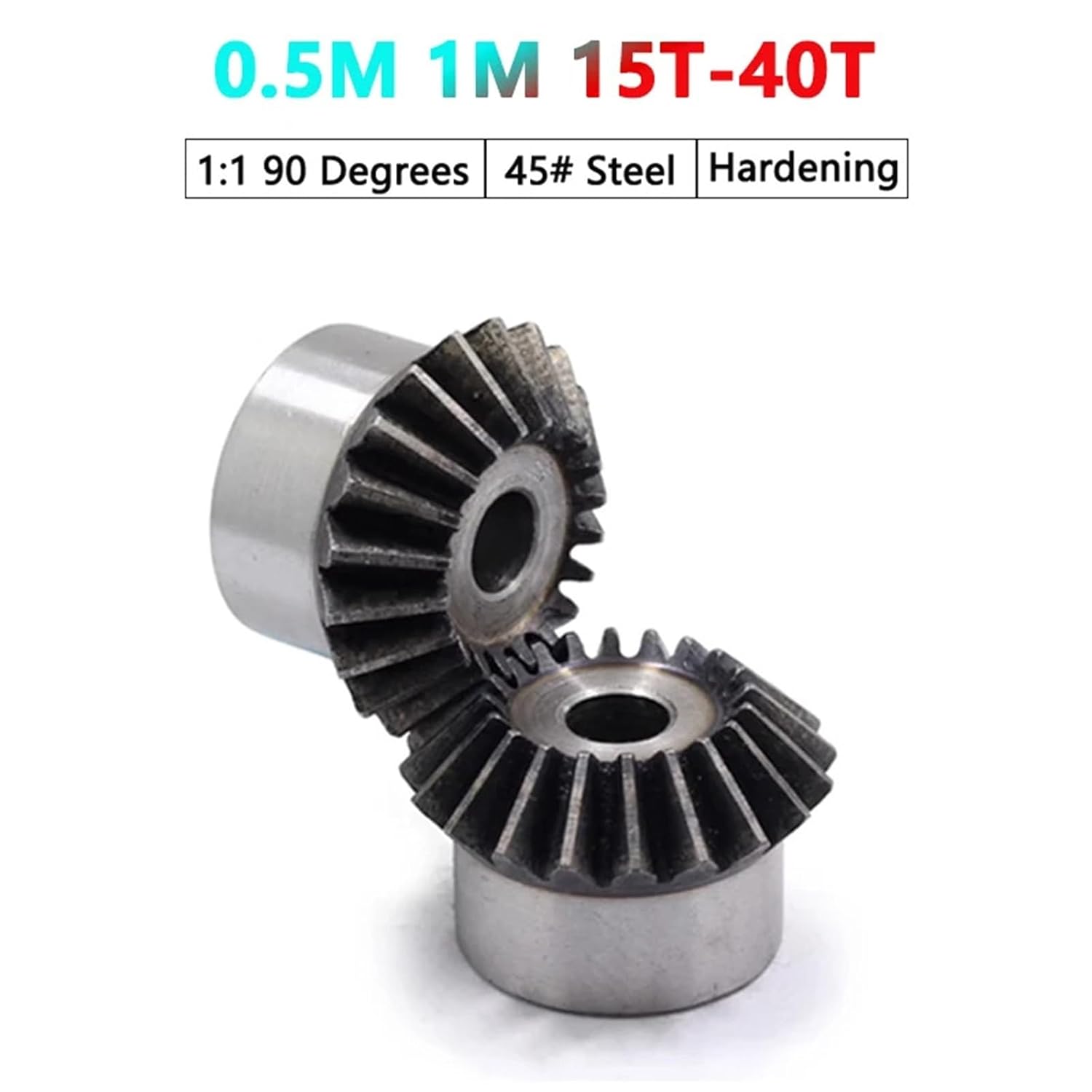 0.5M 1M Bevel Gear 15 16 18 20 22 25 30 35 40 Teeth 1:1 90 Degrees Meshing Angle Metal Drive 45# Steel Hardening 1Pcs(1M 16T (Bore 6mm))
