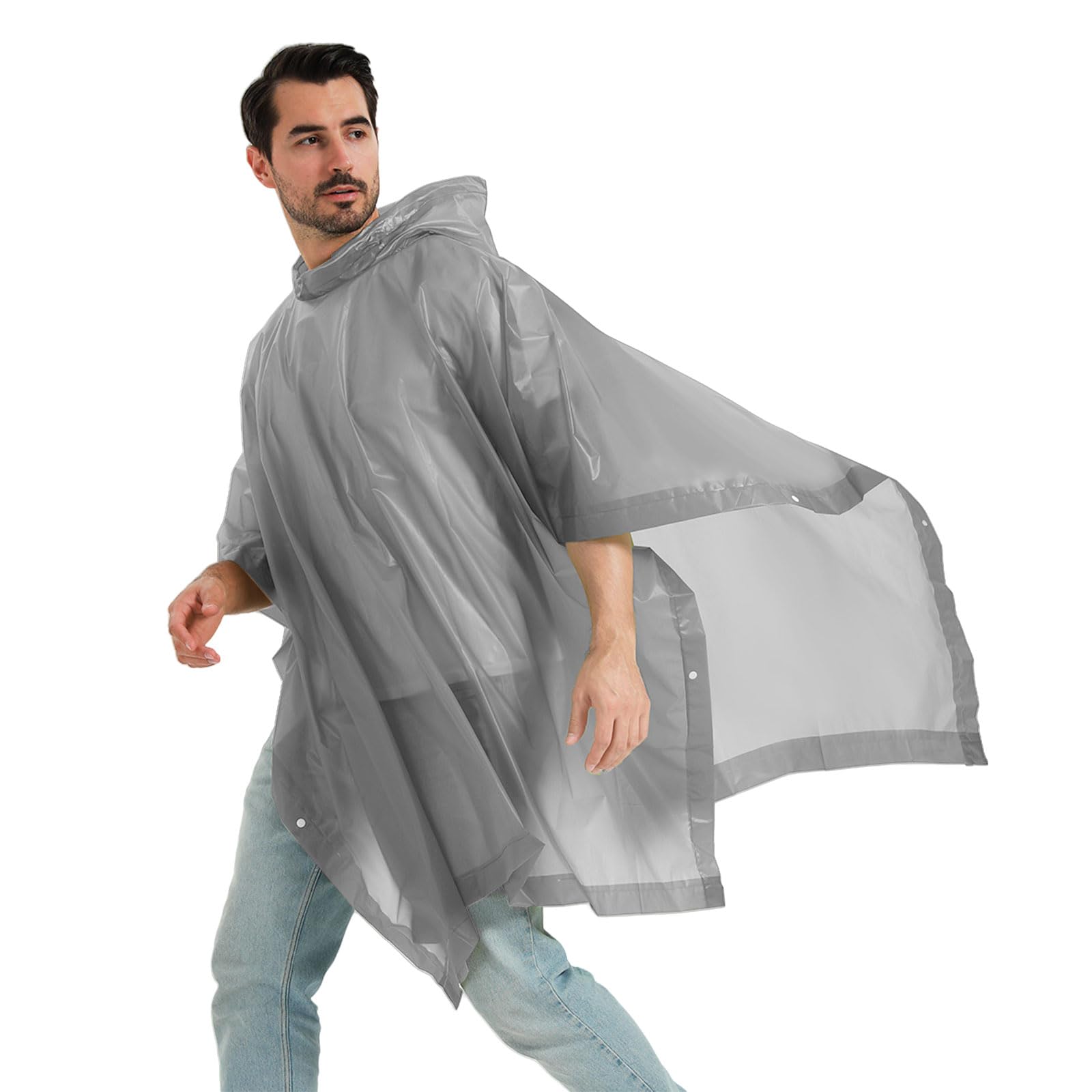 Ponchos impermeables para adultos reutilizables con capucha y cordón, chaquetas impermeables para emergencia