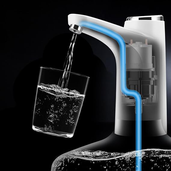 Electric Water Dispenser Pump,Water Bottle Pump Drinking Water Pump, USB Charging Bottled Water Pump, Automatic Water Pump, for Universal Bottle, Portable Water Dispenser for Indoor Outdoor (White)