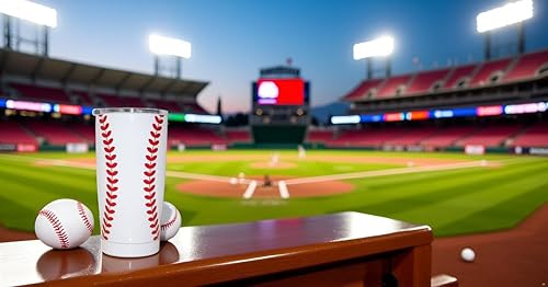 Miniatura 5 de Vaso de béisbol de 20 onzas, taza de café de viaje deportiva con tapa, taza de agua aislada de acero inoxidable, regalos de béisbol para