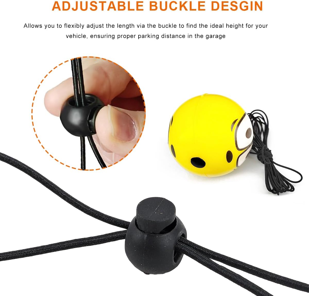 2PCS Garage Parking Aids, Funny Garage Stop Indicators Assist Balls with Screw Hooks and Cord Locks, Retractable Aid-Parking Balls Car Stoppers for Most Vehicles, Car Accessories