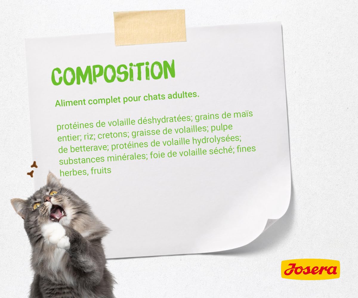 JOSERA SensiCat (1 x 10 kg) | Adulte | Croquettes Premium pour Chats Adultes sensibles | Volaille & Riz | Formule Extra-digestible | sans blé | Nourriture pour Chats | 1 Sac