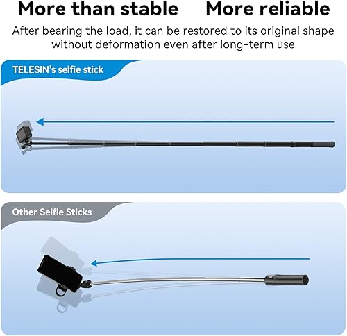 Miniatura 3 de TELESIN G3 - Poste para selfie (118"/3M, 100% fibra de carbono), luz invisible, impermeable, subacuática, monopod de extensión para GoPro 13 12 11