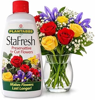 Plantabbs StaFresh Cut Flower Food for Long Lasting Blooms - Plant Preservative Mix Extends Life for All Cut Roses, Garden Flowers, and Bouquets - Pet Safe