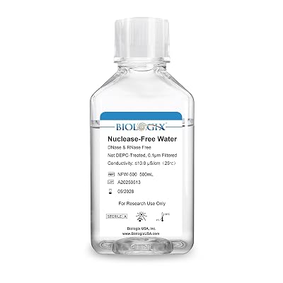 Ultra Pure Water, 500mL Nuclease Free Water, DNase/RNase Free, Protease, Endotoxins (Pyrogen) Free, PCR/RT-PCR Certified, for Molecular Biology, PCR, Cell Rinse, for Laboratory Use Only